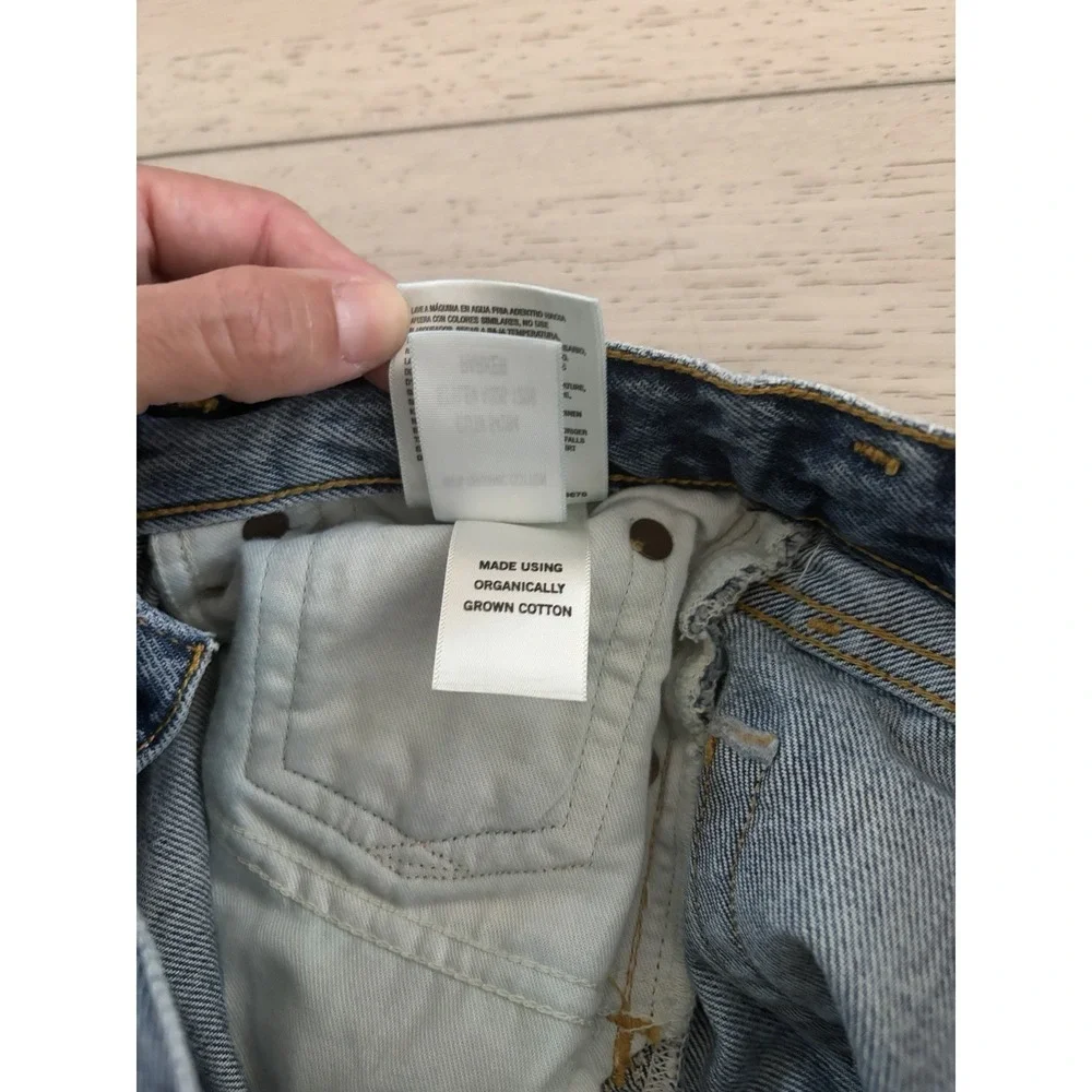 AGOLDE Parker High Waist Distressed Denim Cut Off Shorts Med Wash Blue Size 27